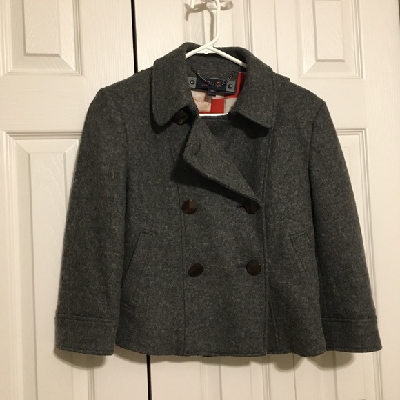 ☘️Seven7 Gray Cropped Double Breasted Wool Coat☘️ - Picture 1 of 5